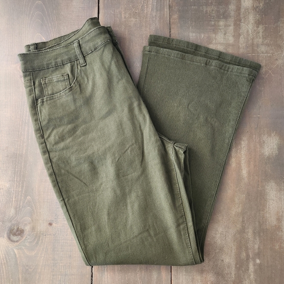 SHEIN Denim - SHEIN Green Khaki Wide Leg Jeans - Size 1X